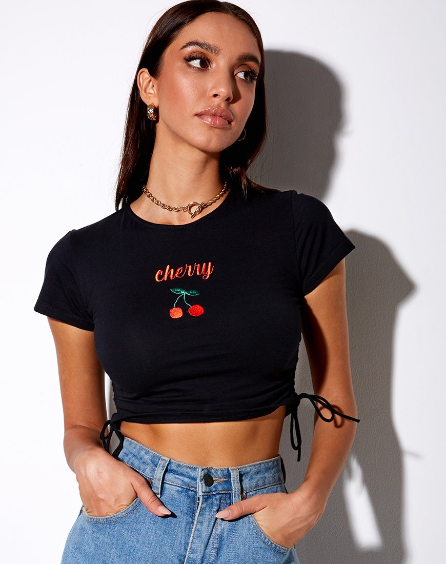 Doga Crop Top en Negro Cereza Embro