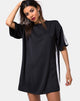 Imagen del vestido camisero Dore en negro con raya marfil