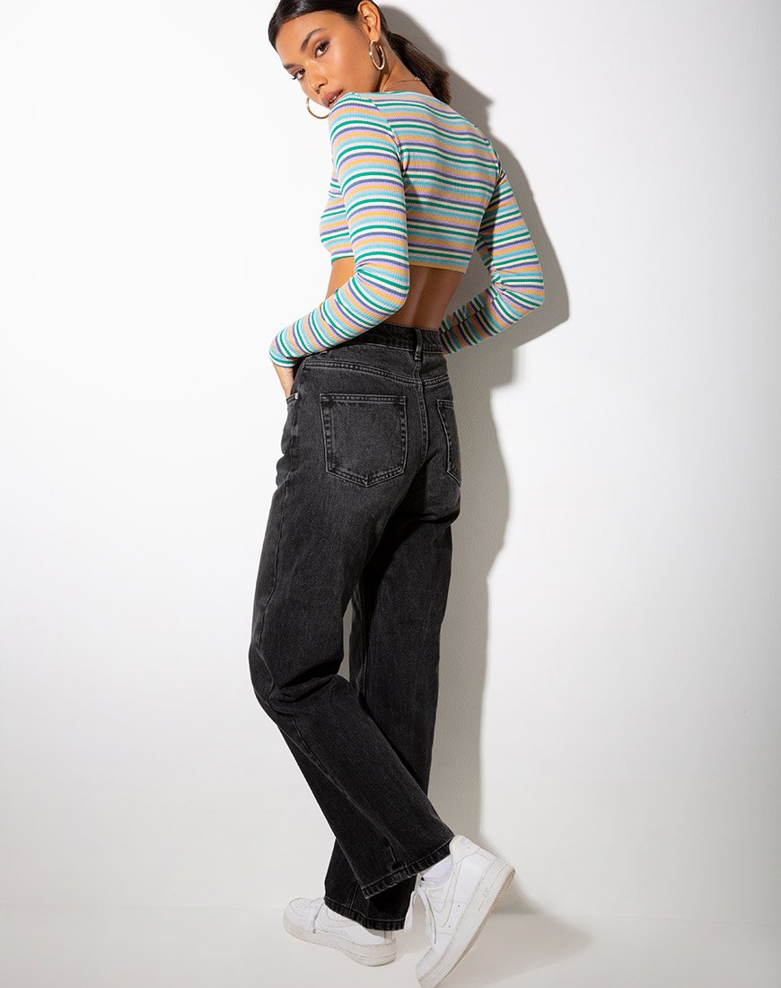 Imagen de Adea Crop Top en rib verde morado y amarillo by Motel