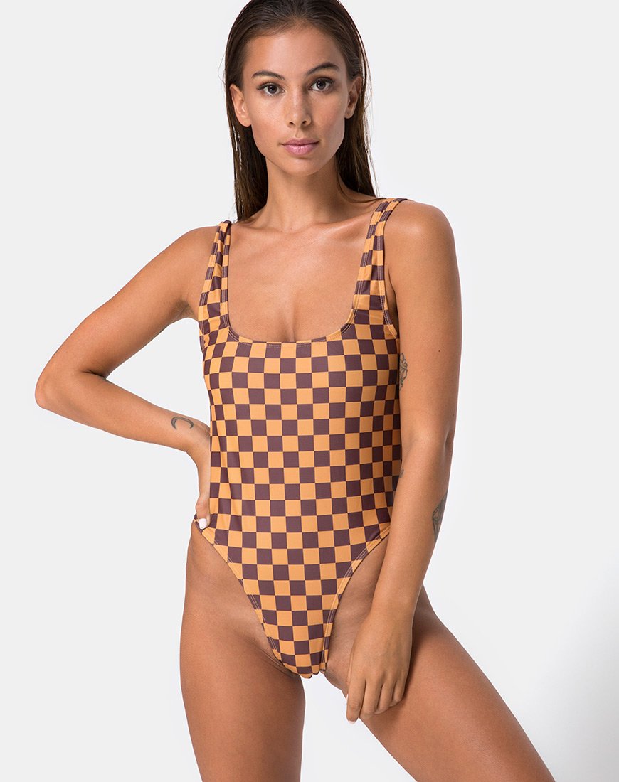 Traje de baño Drela en Mocha Checker