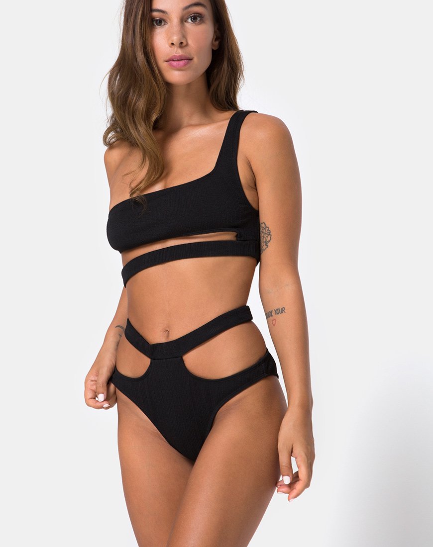 Imagen del sujetador de bikini Drelins de canalé negro