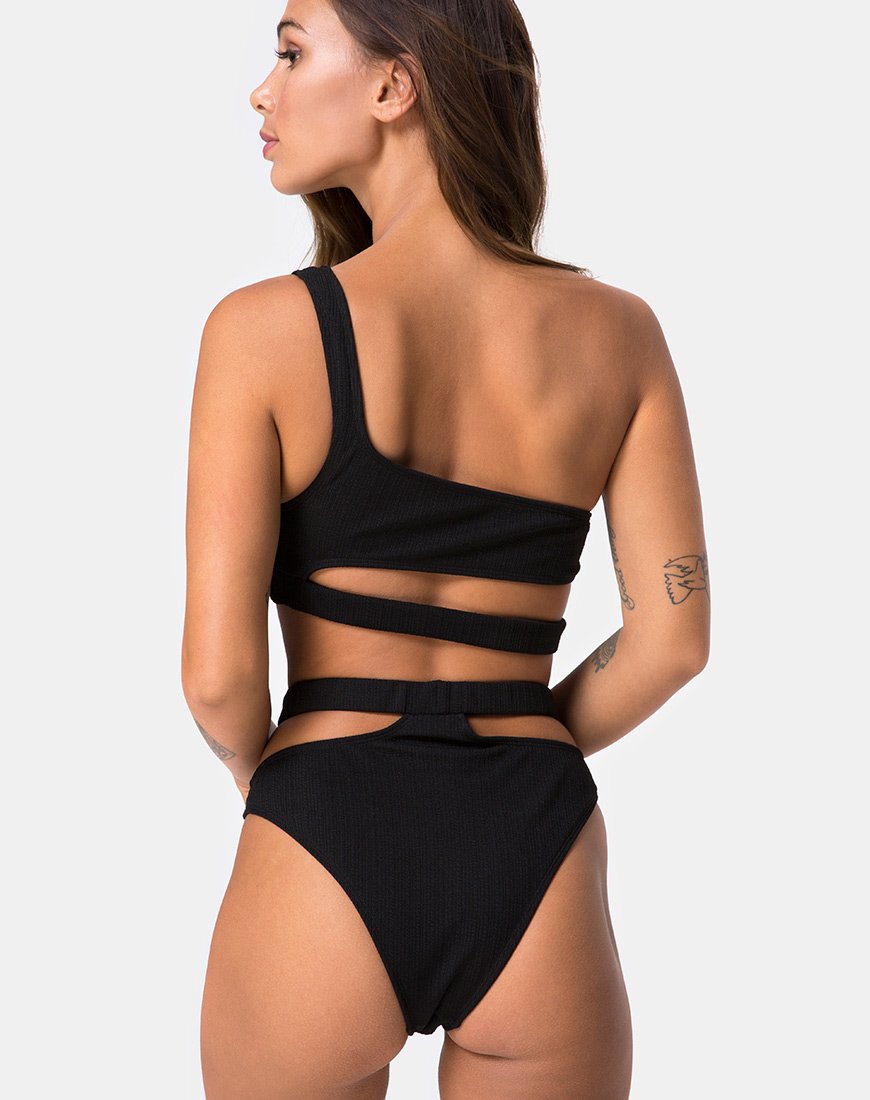 Imagen del sujetador de bikini Drelins de canalé negro