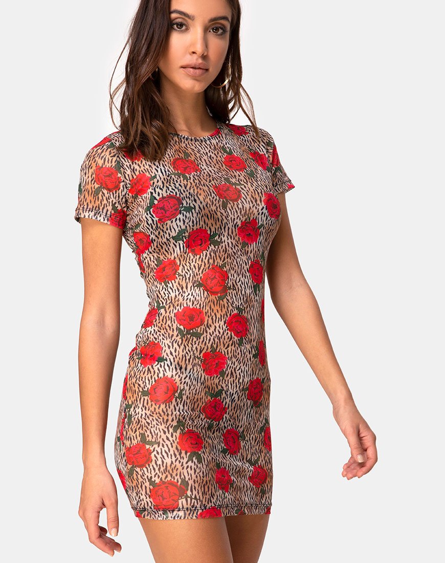 Vestido Whitney Bodycon en rosa tigre