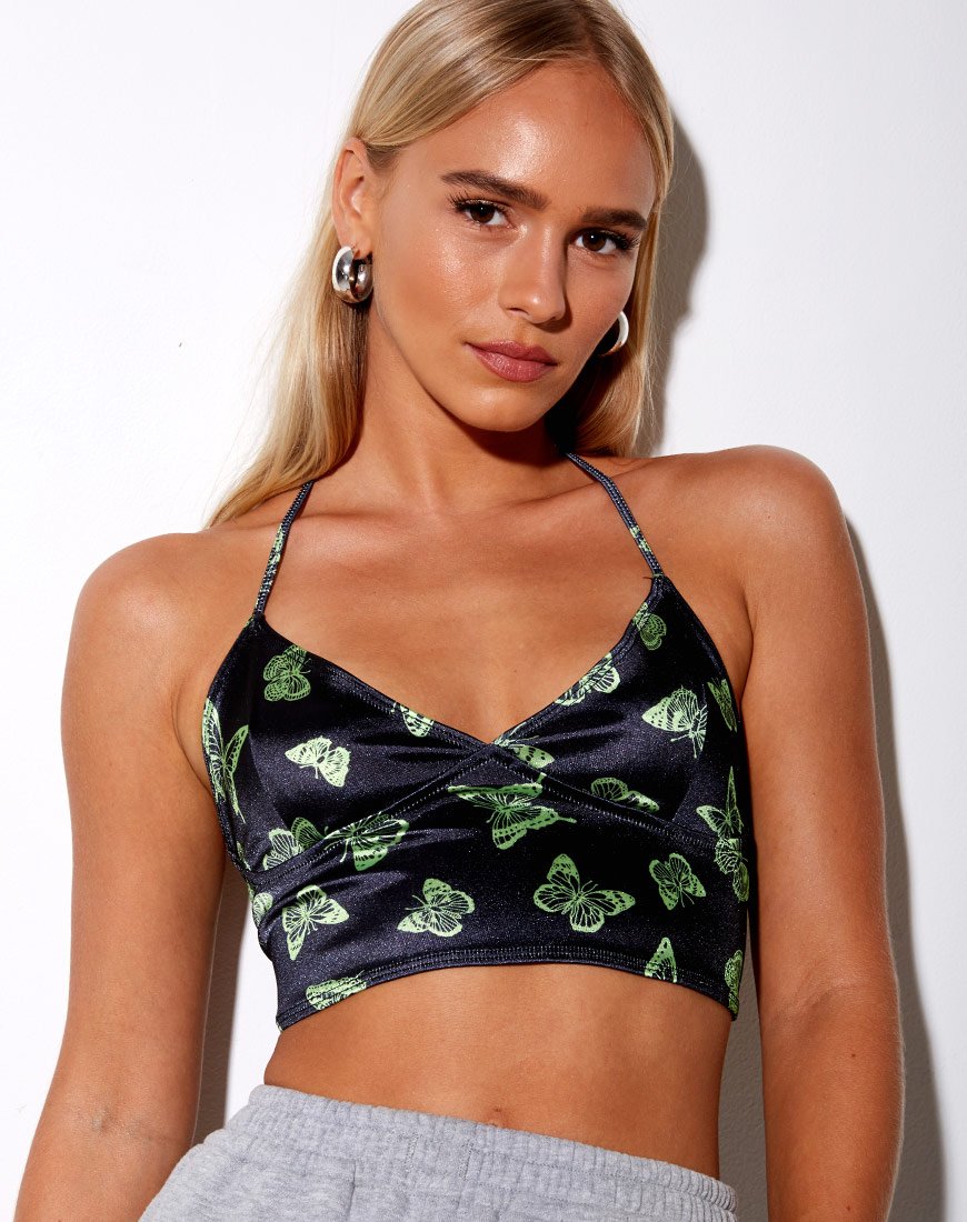 Dyla Crop Top en negro Butterfly lima