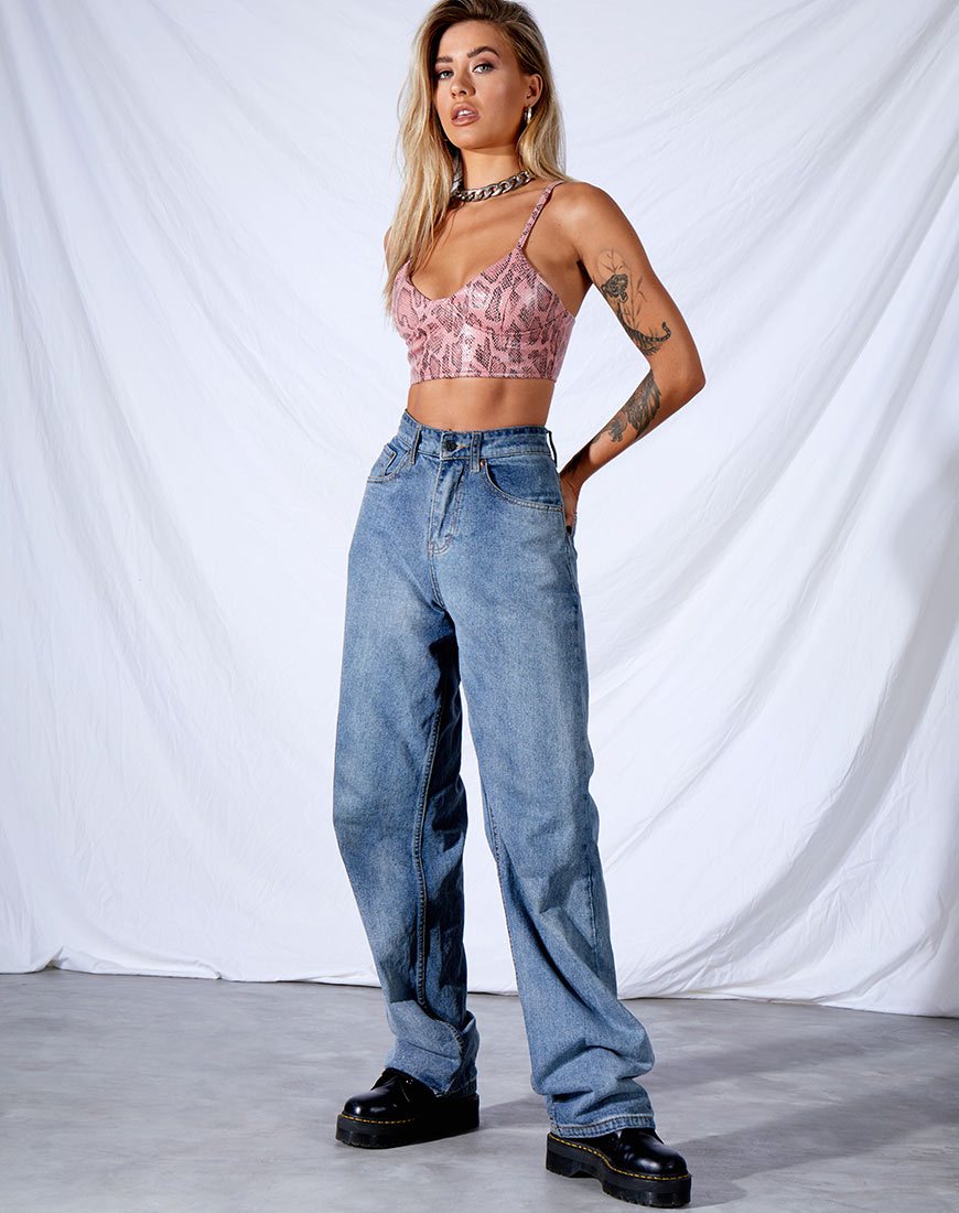 Imagen de Dyla Crop Top en PU Serpiente Rosa
