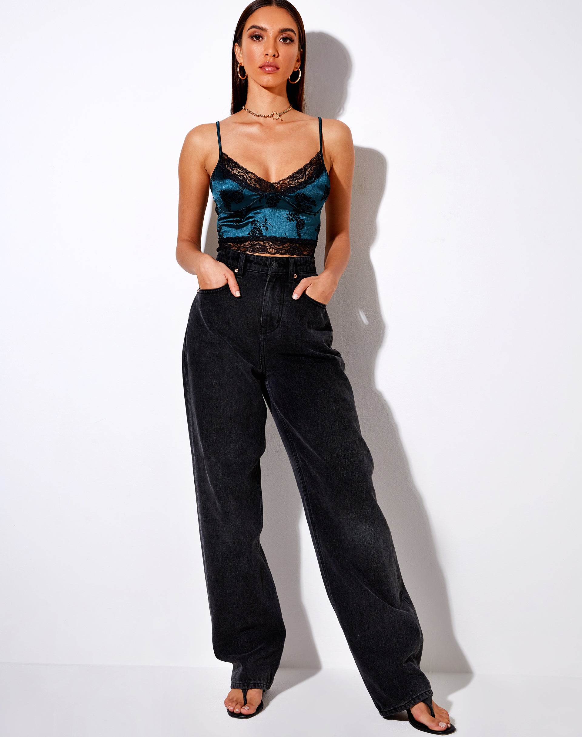Imagen de Dyrana Crop Top en Rosa Flock Verde Bosque