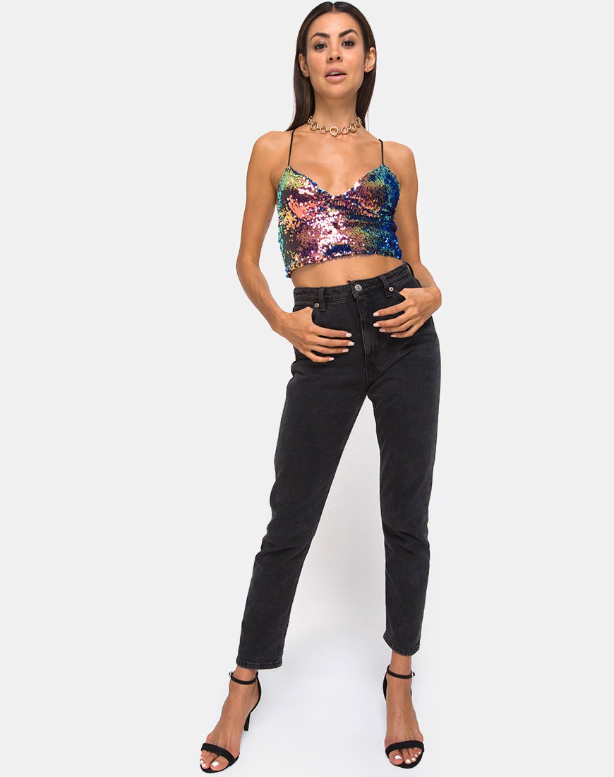 Imagen de Dyrilla Cropped Bralet in Dragon Fruit Sequin