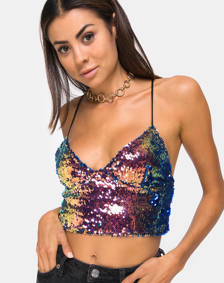Dyrilla Cropped Bralet de lentejuelas Fruta del dragón