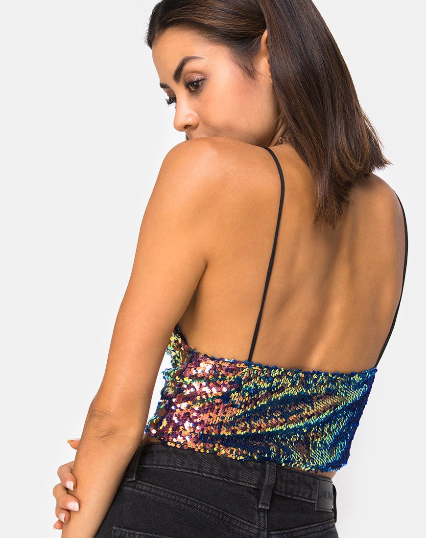 Imagen de Dyrilla Cropped Bralet in Dragon Fruit Sequin