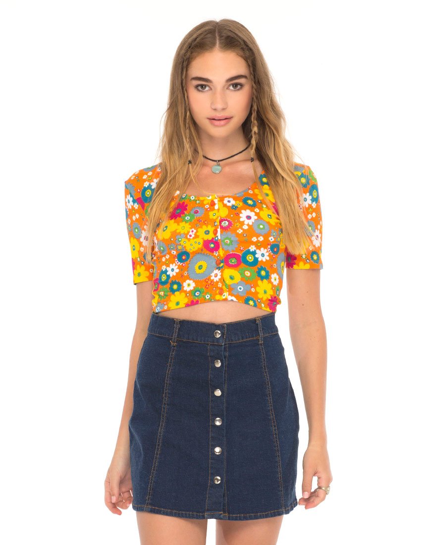Eclat Crop Top en Playtime Floral Naranja