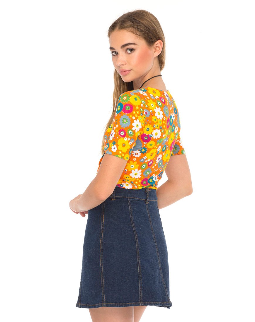 Eclat Crop Top en Playtime Floral Naranja