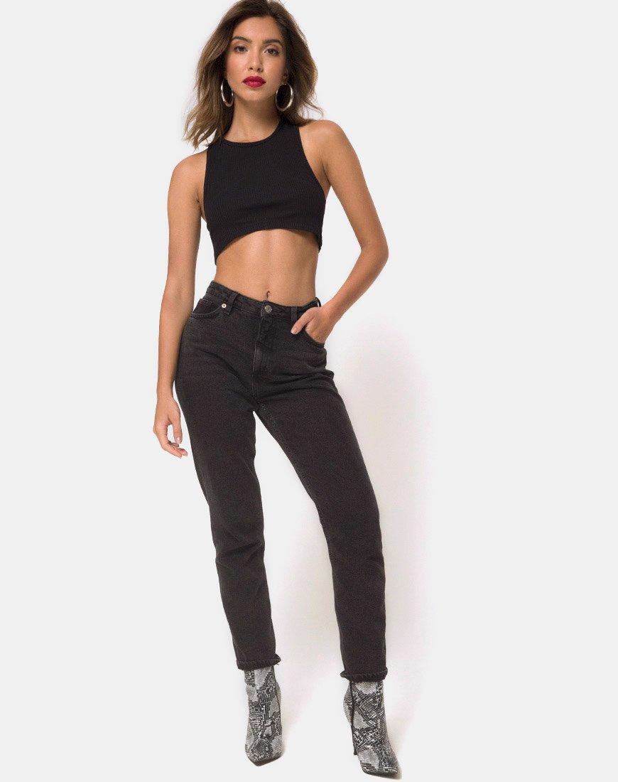 Imagen de Edina Crop Top en canalé negro