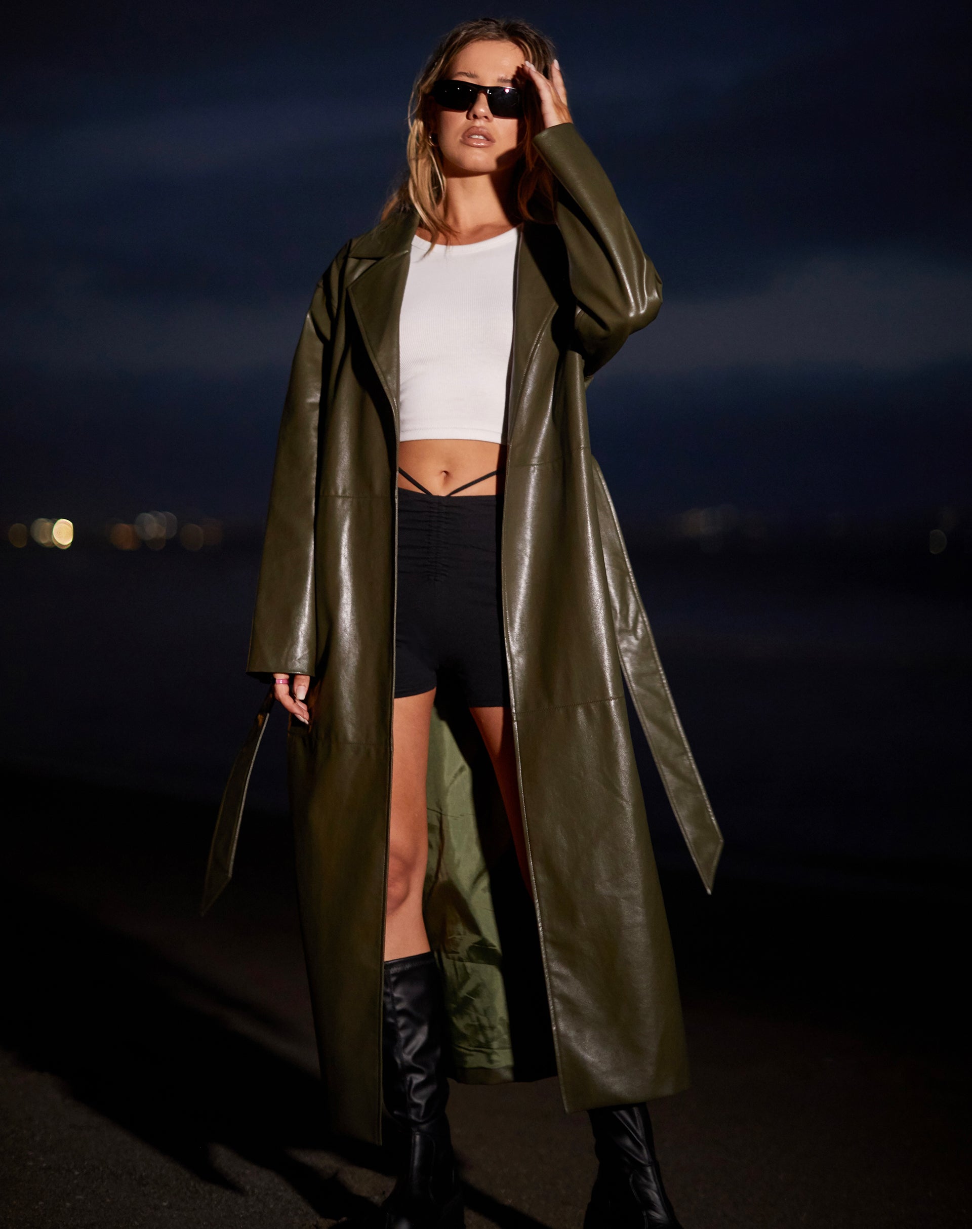 Imagen de Ejo Trench Coat en PU Dark Olive
