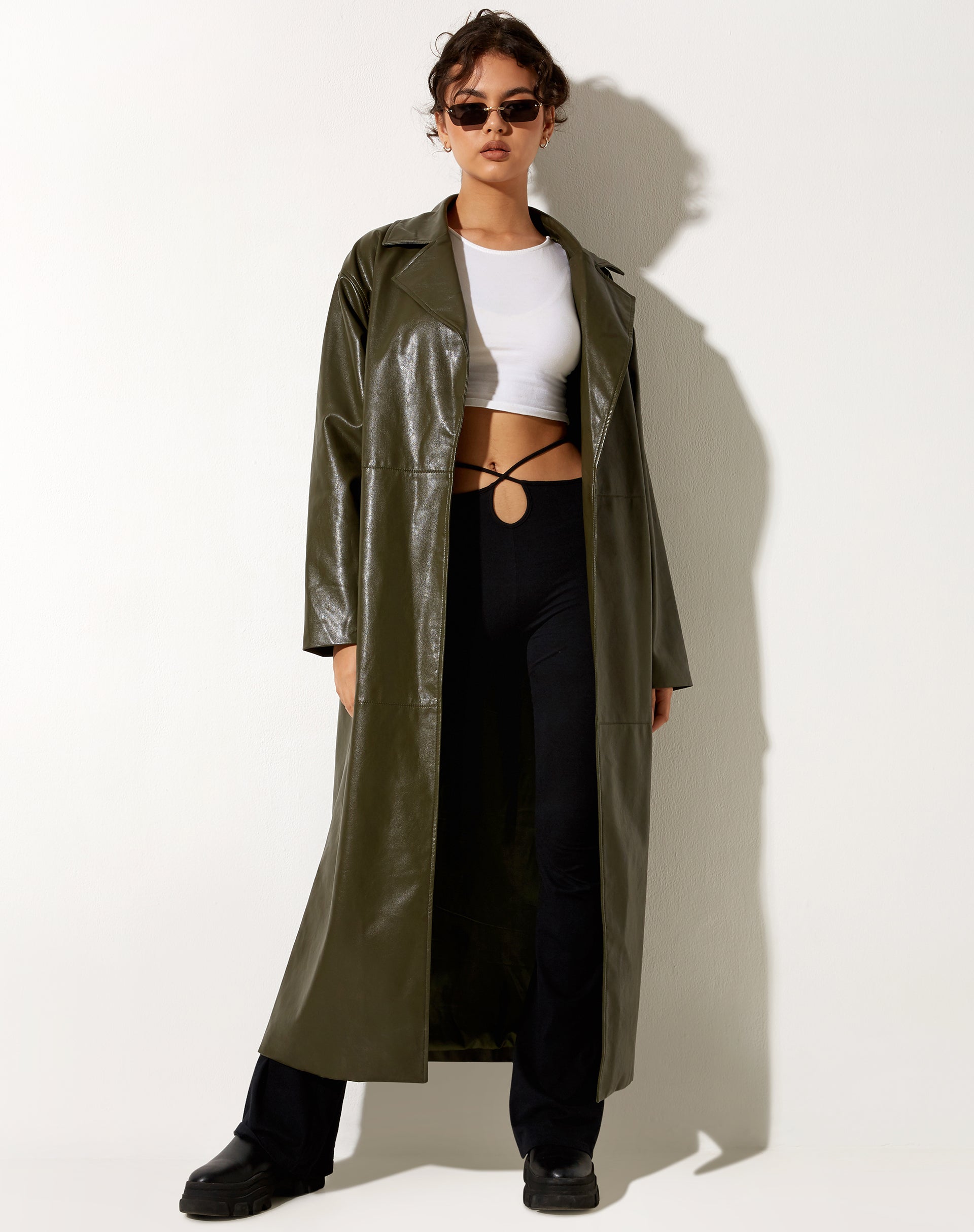 Imagen de Ejo Trench Coat en PU Dark Olive