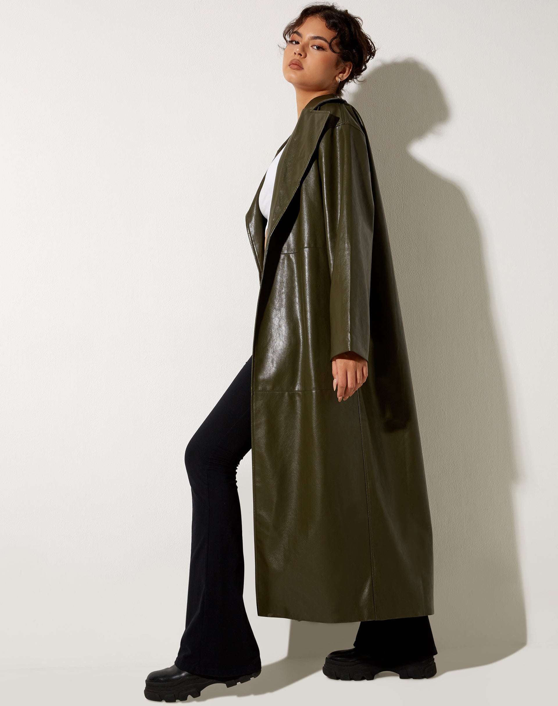 Imagen de Ejo Trench Coat en PU Dark Olive