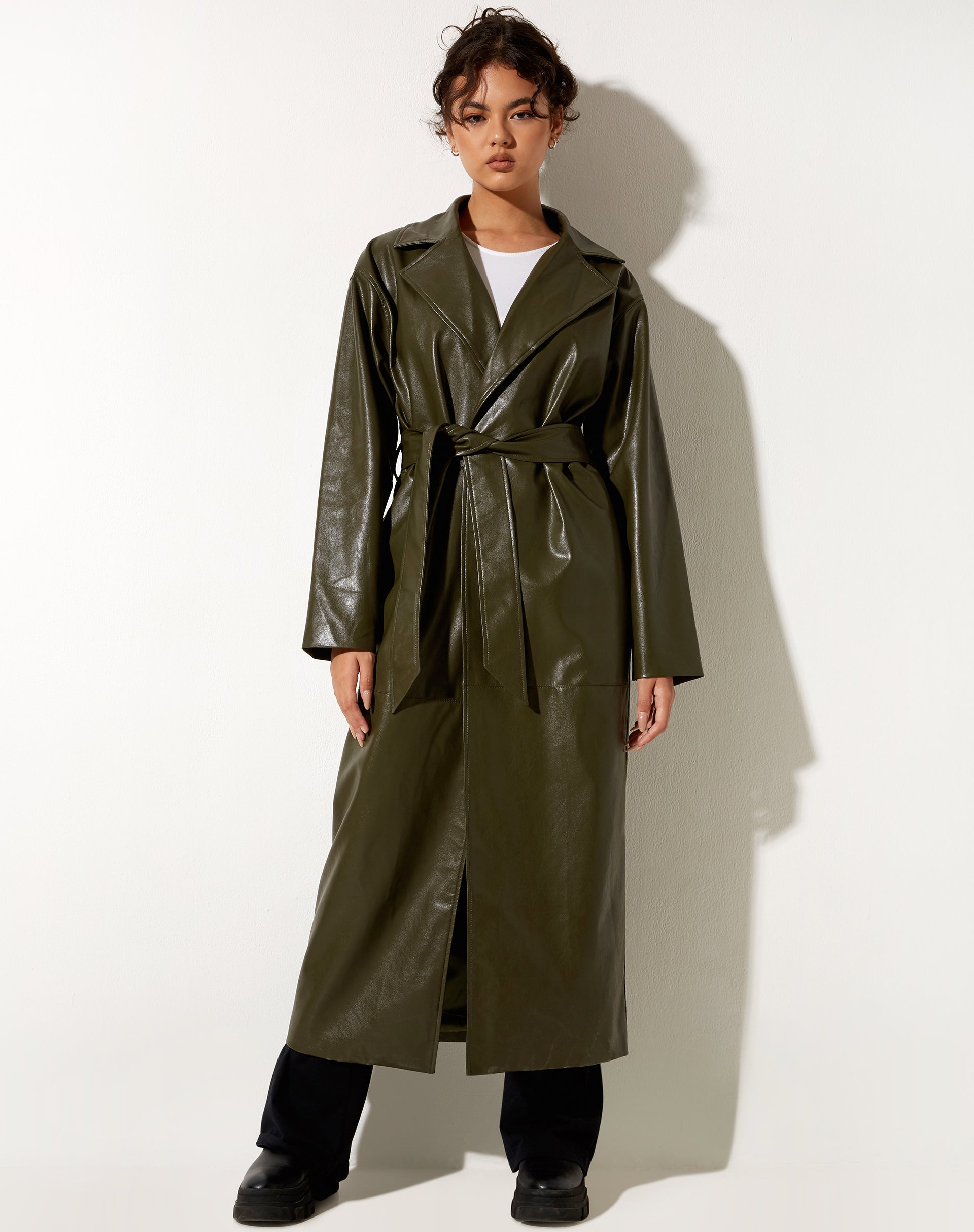Imagen de Ejo Trench Coat en PU Dark Olive