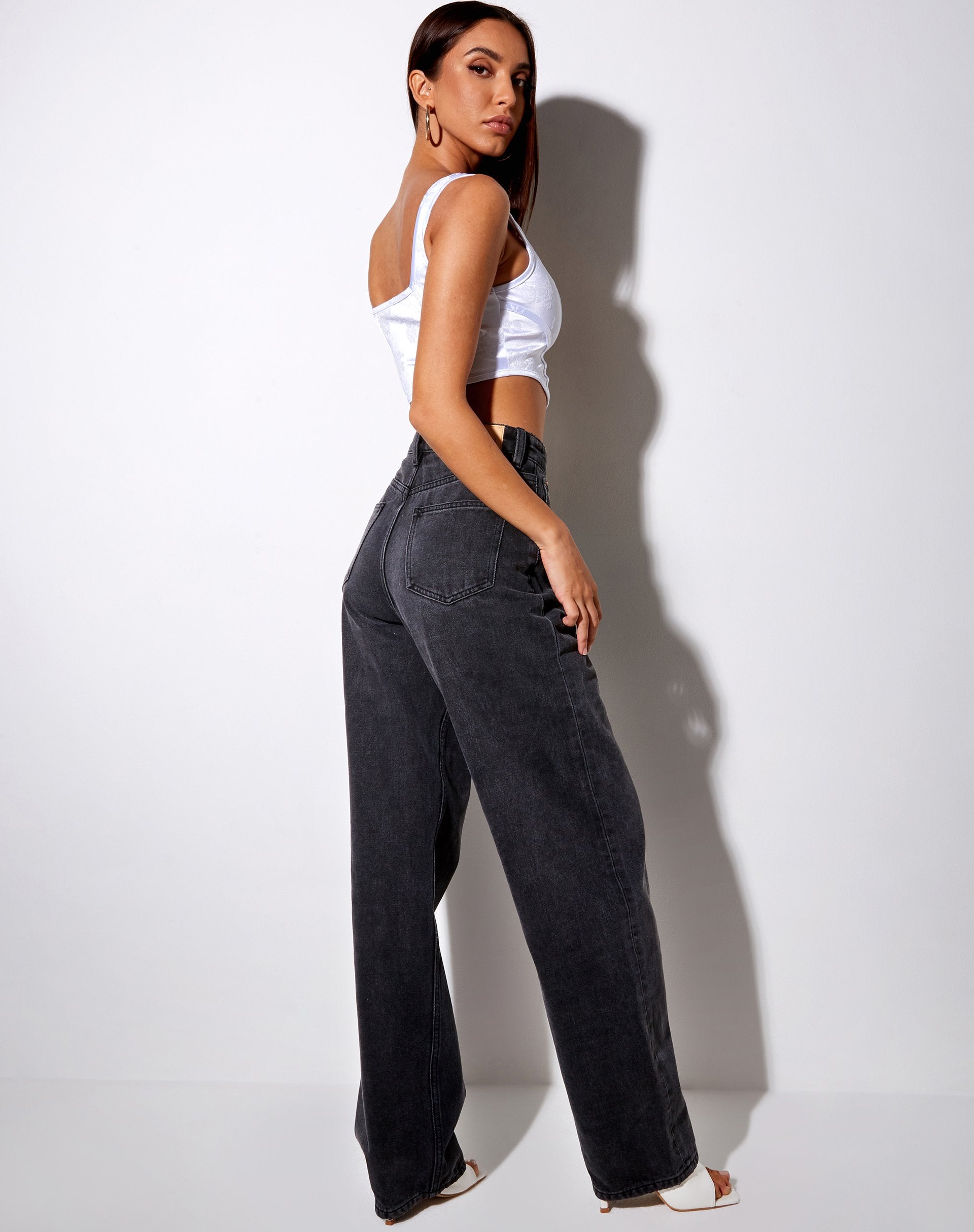 Imagen de Elci Corset Top en Flocado Floral Tonal Blanco