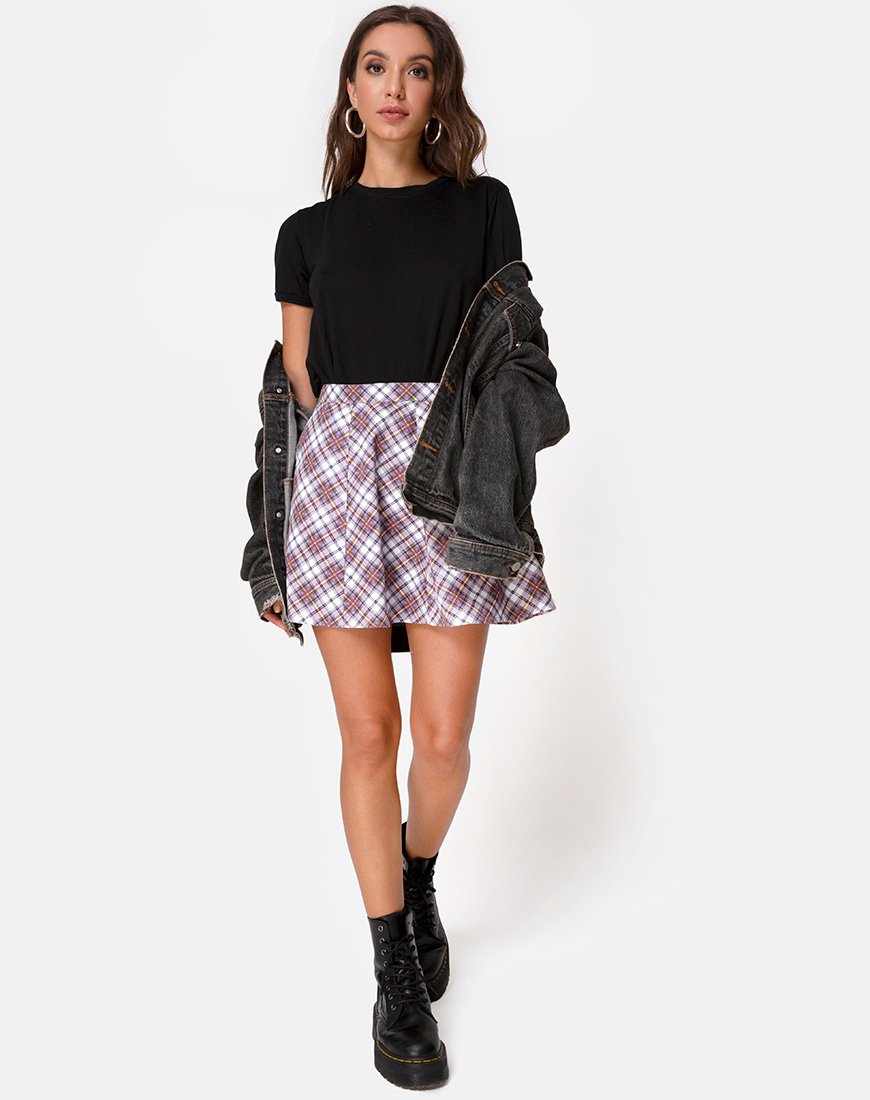 Imagen de la falda Elda de cuadros grunge morada