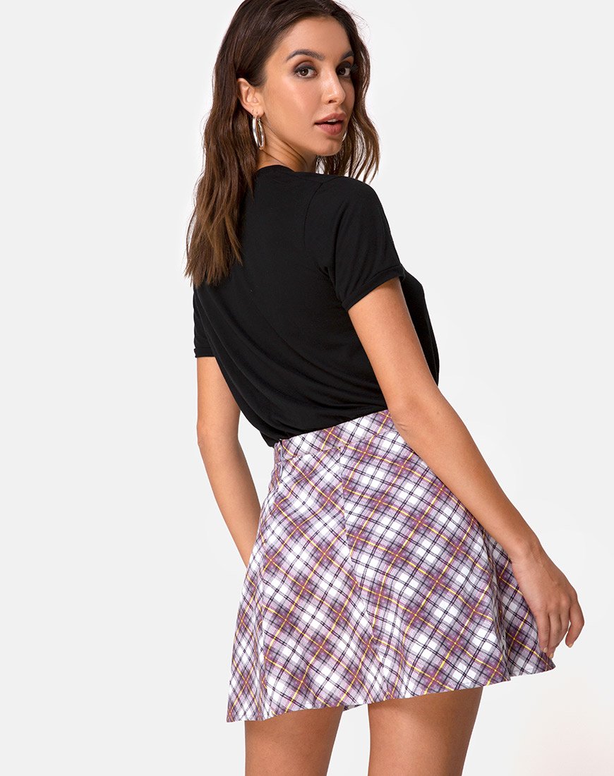 Imagen de la falda Elda de cuadros grunge morada