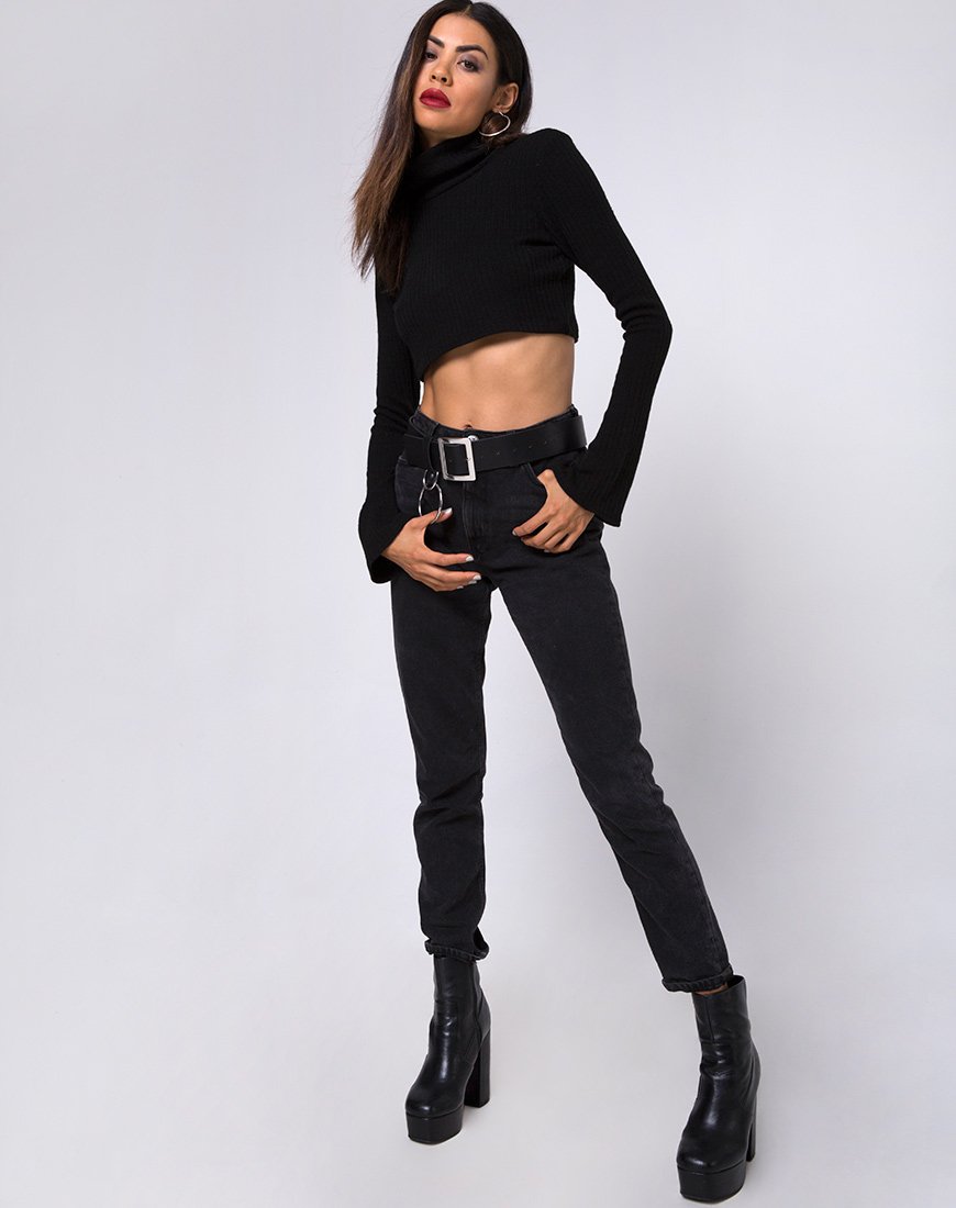 Imagen de Elena Crop Top de punto elástico Negro