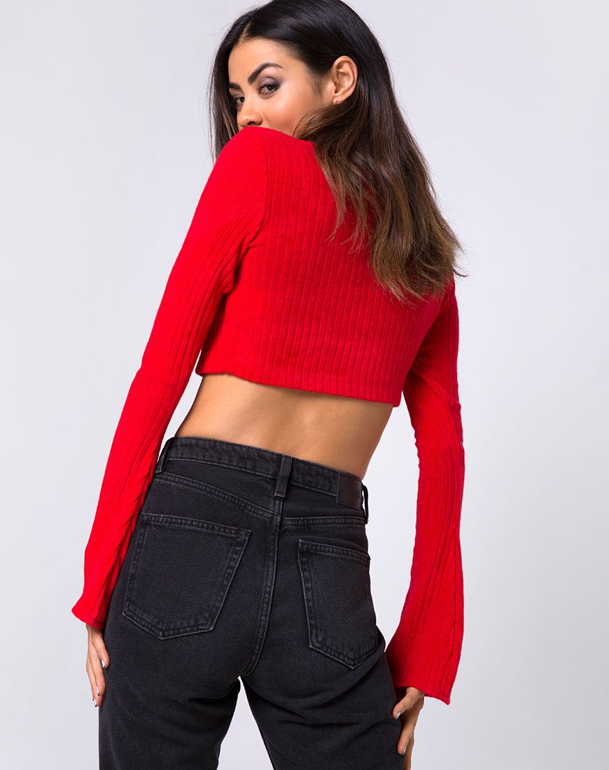 Imagen de Elena Crop Top de punto elástico Rojo