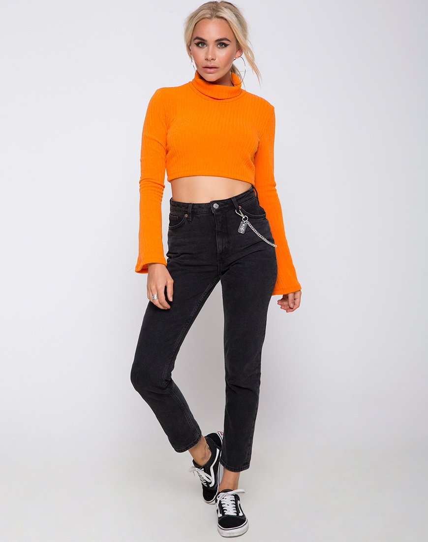 Imagen de Elena Crop Top de punto elástico Naranja