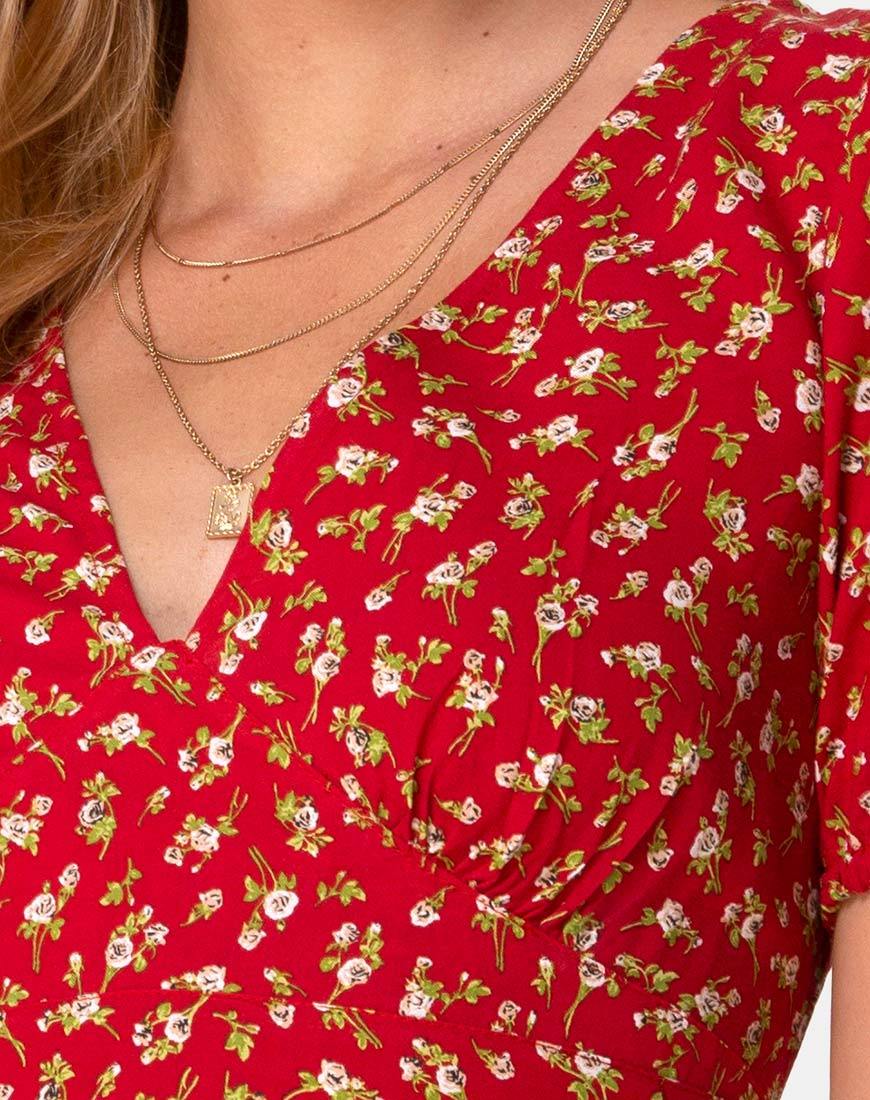 Imagen del vestido Elfira en Falling for You Floral Rojo