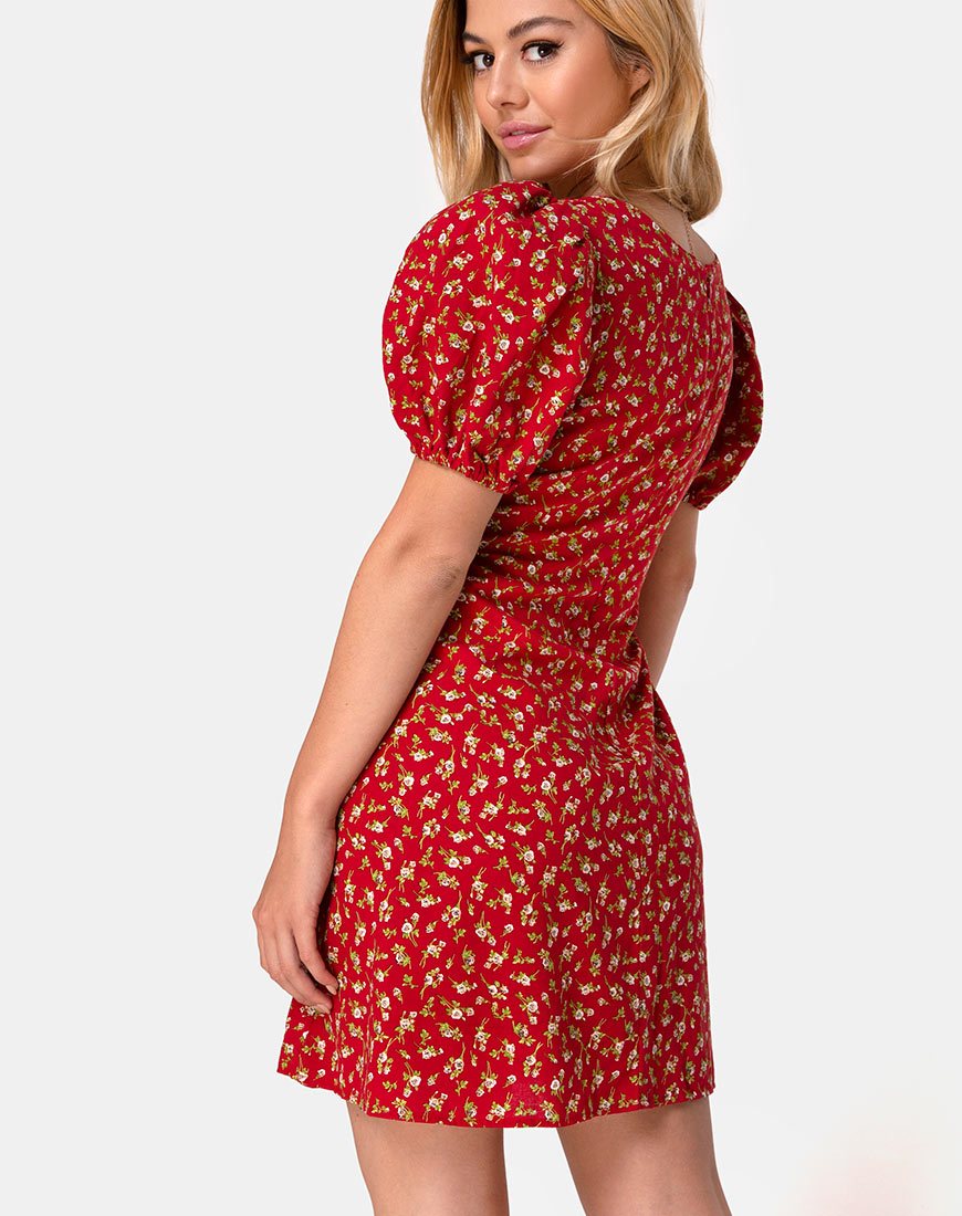 Imagen del vestido Elfira en Falling for You Floral Rojo