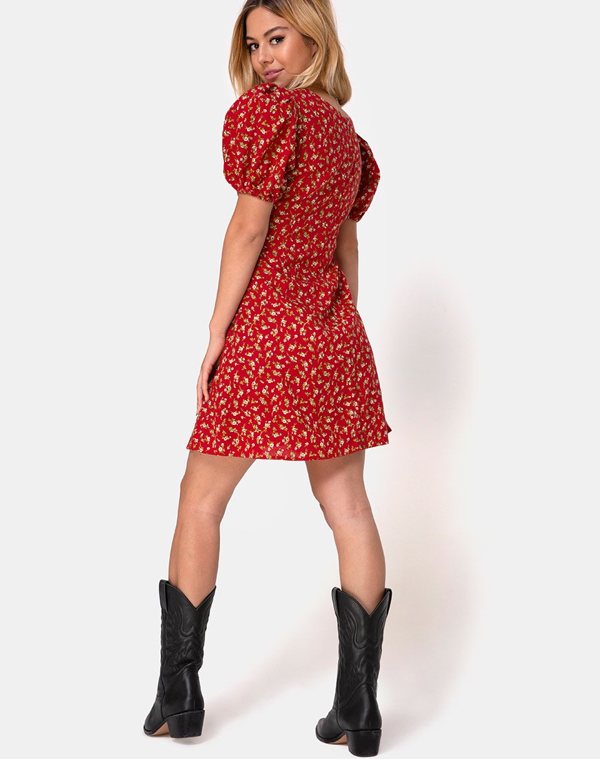 Imagen del vestido Elfira en Falling for You Floral Rojo
