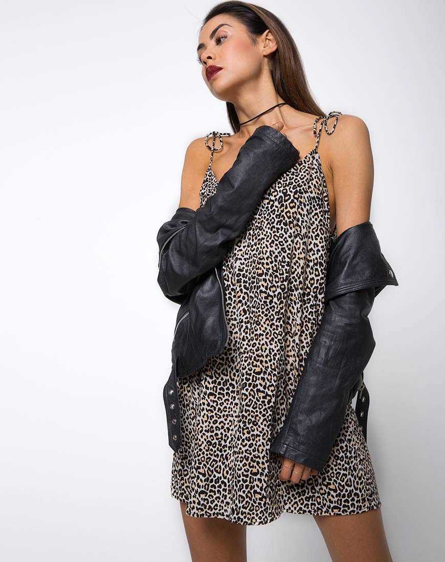 Vestido Elgia Slip en Rar Leopard Marrón