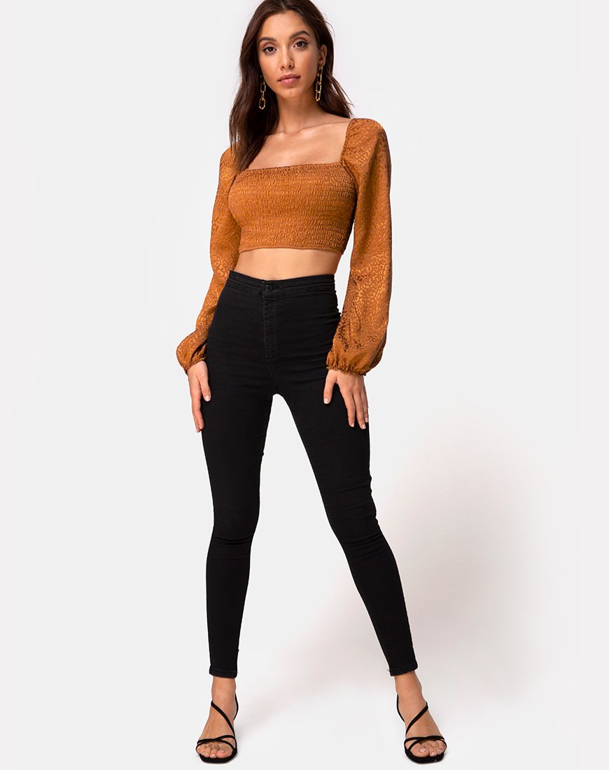 Imagen de Elina Top de satén Cheetah Gold