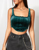 Imagen de Elix Crop Top en terciopelo verde bosque