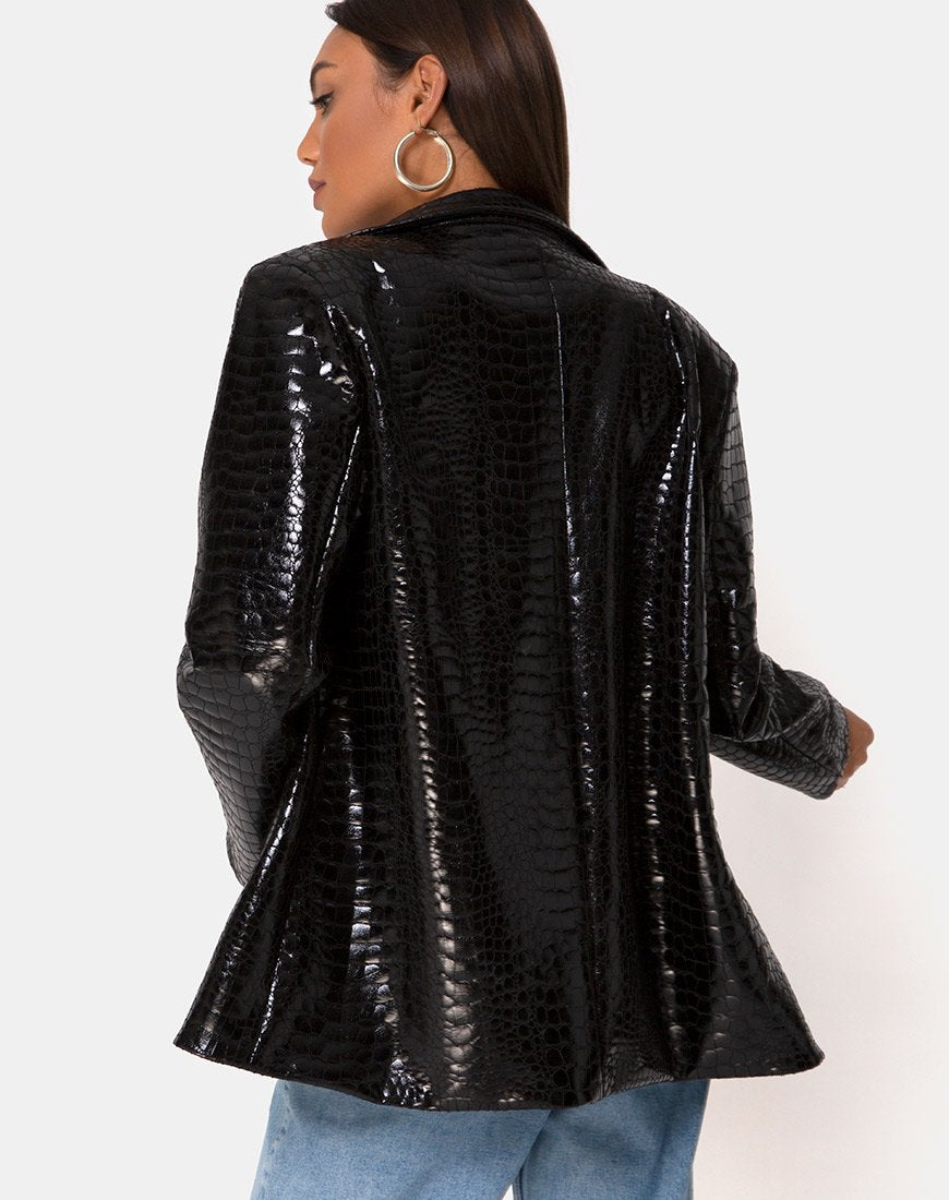 Blazer Elize en Croc PU Negro