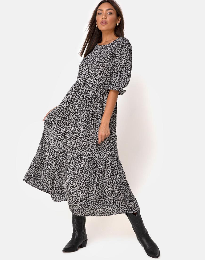 Vestido Ellery en Ditsy Rose Negro