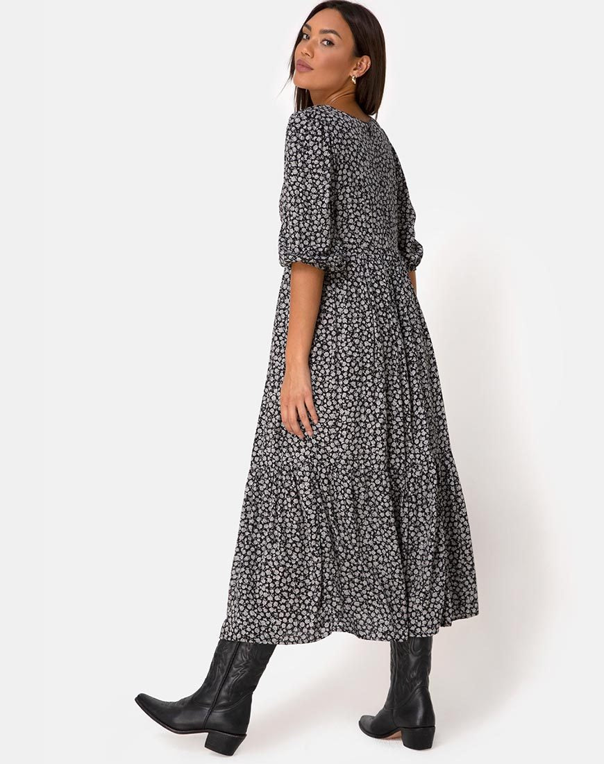 Vestido Ellery en Ditsy Rose Negro