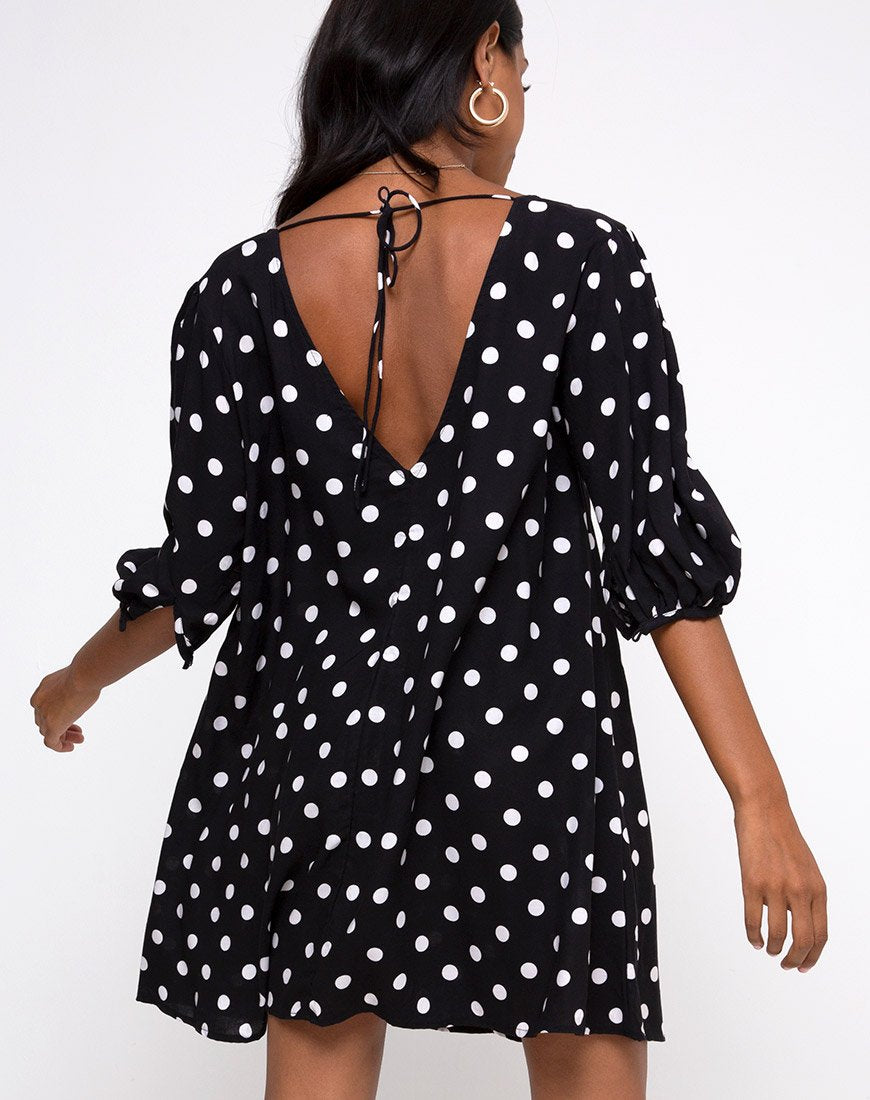 Vestido Elna Babydoll 80's Polka Negro