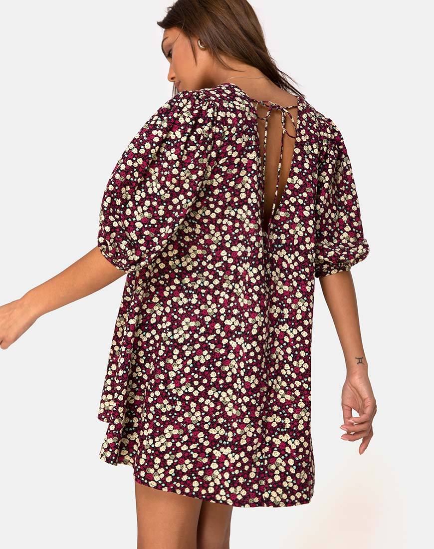 Imagen de Elna Babydoll Dress in Floral Field Plum