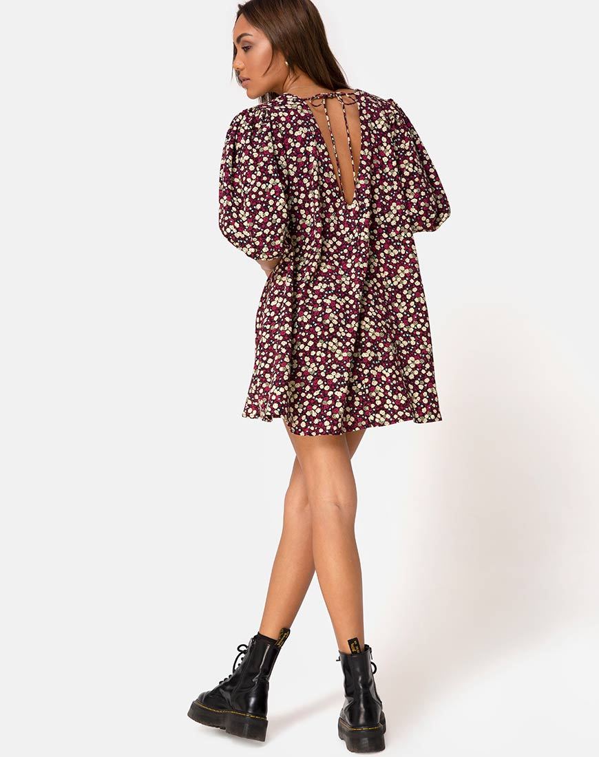 Imagen de Elna Babydoll Dress in Floral Field Plum