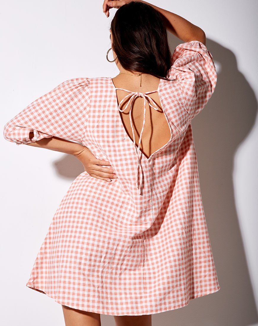 Imagen de Elna Babydoll Dress in Pink Check