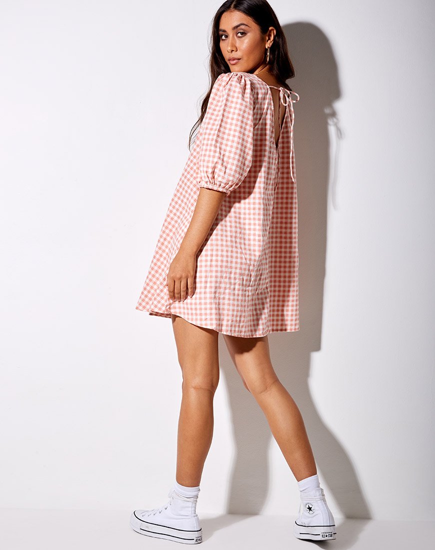 Imagen de Elna Babydoll Dress in Pink Check