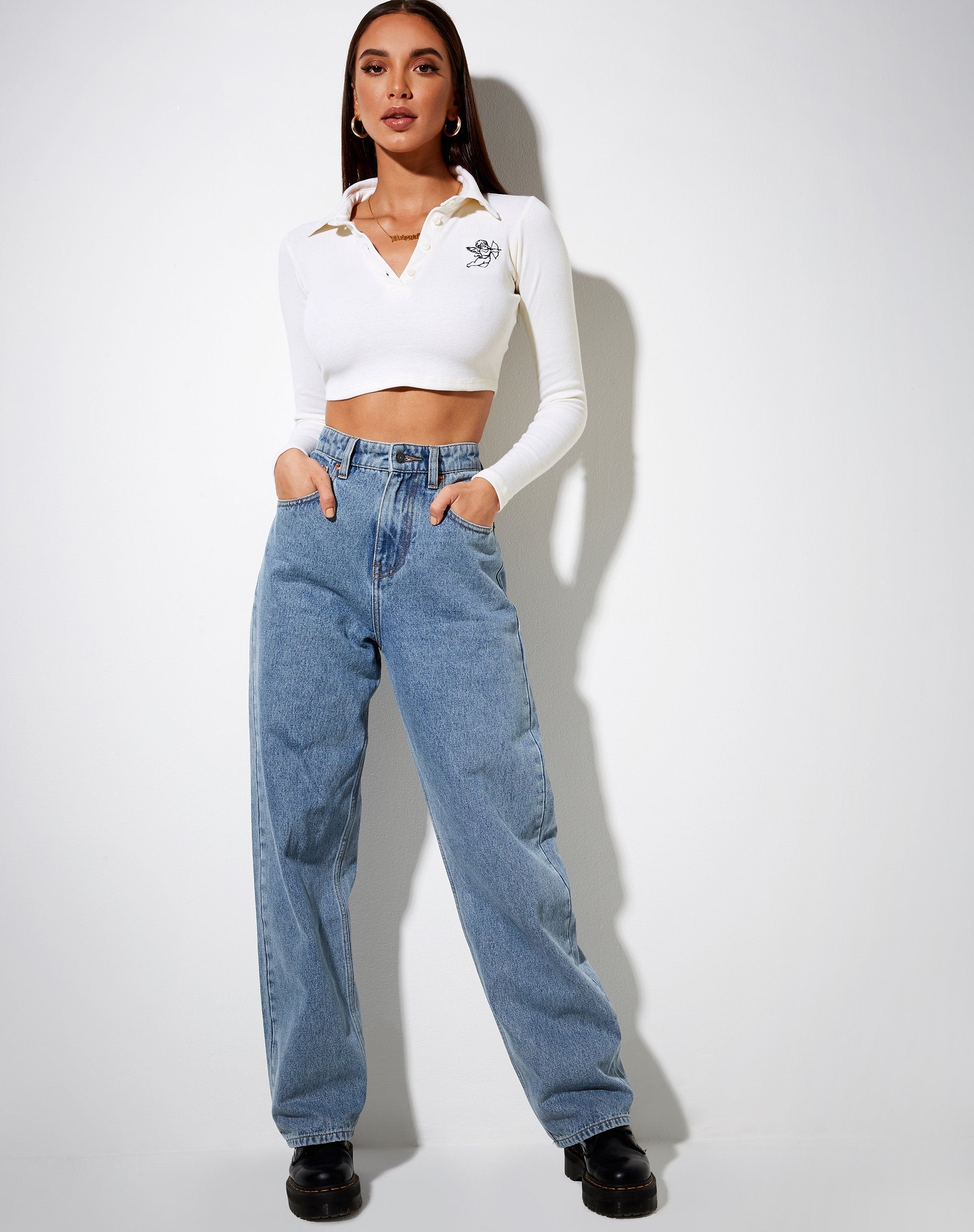 Imagen de Elody Crop Top en Rib Marfil Cupido Embro