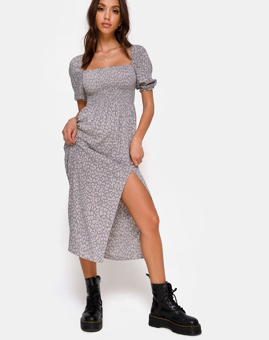 Imagen de Eloya Midi Dress in Leopard Daze Grey