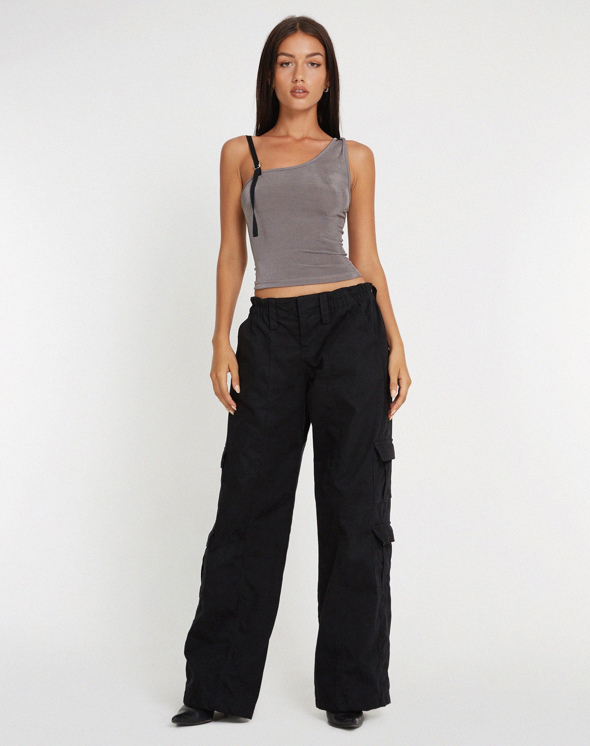 imagen de Eltica One Shoulder Crop Top in Grey