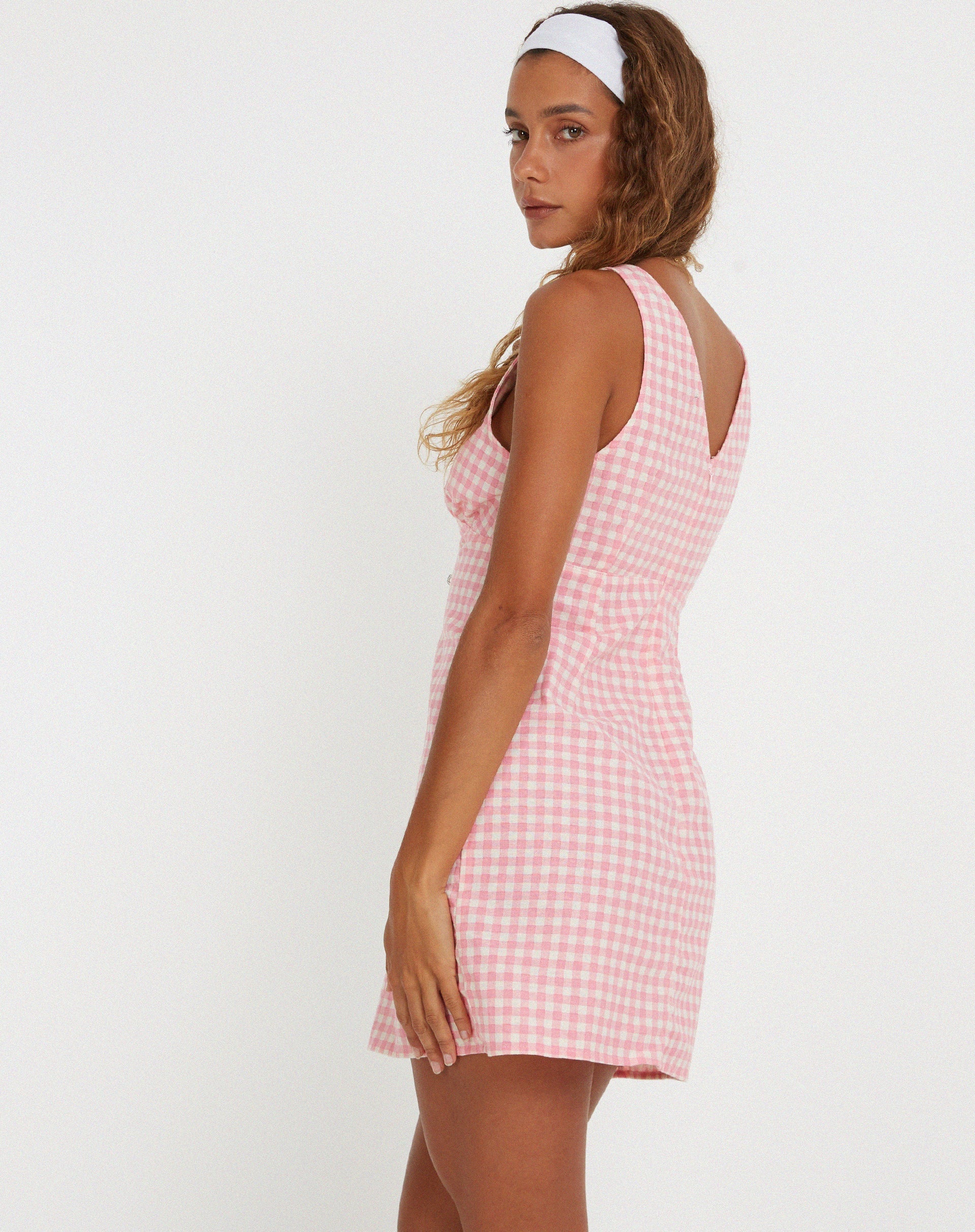 imagen de Eluned Mini Dress in Gingham Pink