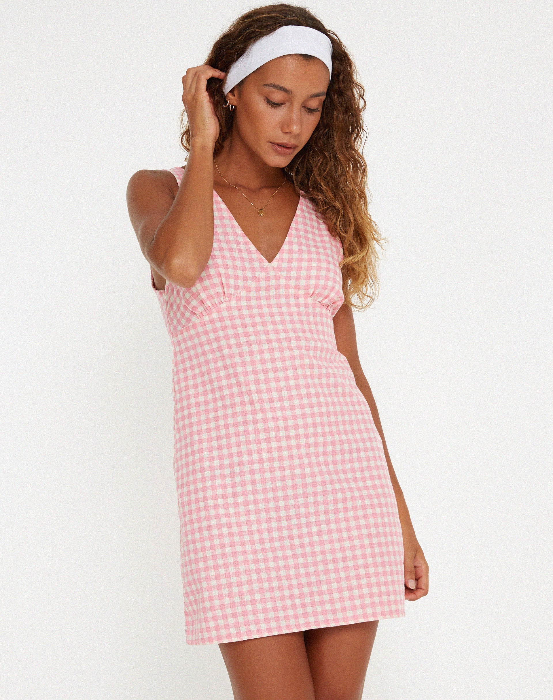 imagen de Eluned Mini Dress in Gingham Pink