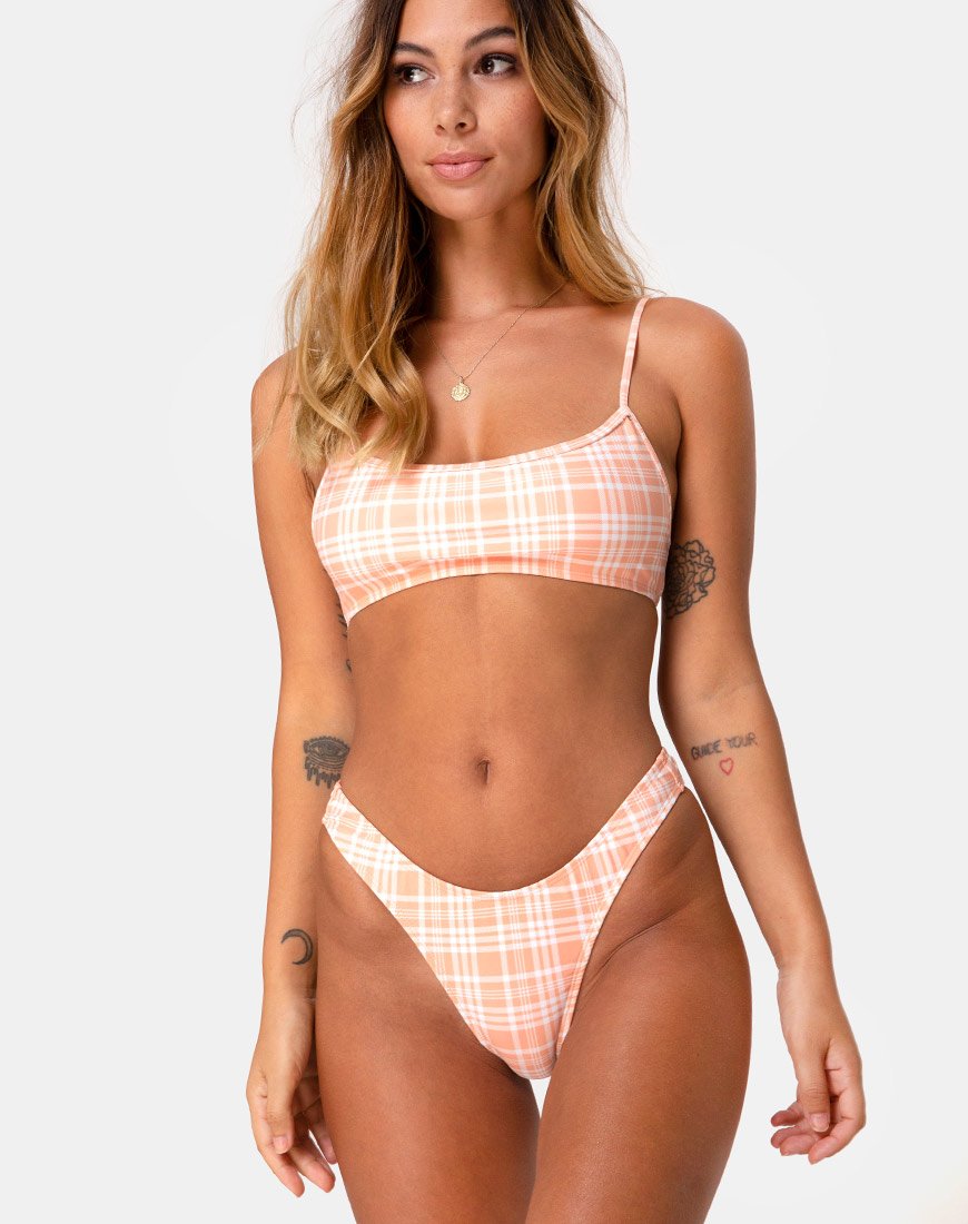 Imagen de la braguita de bikini Makida Picnic Check Peach