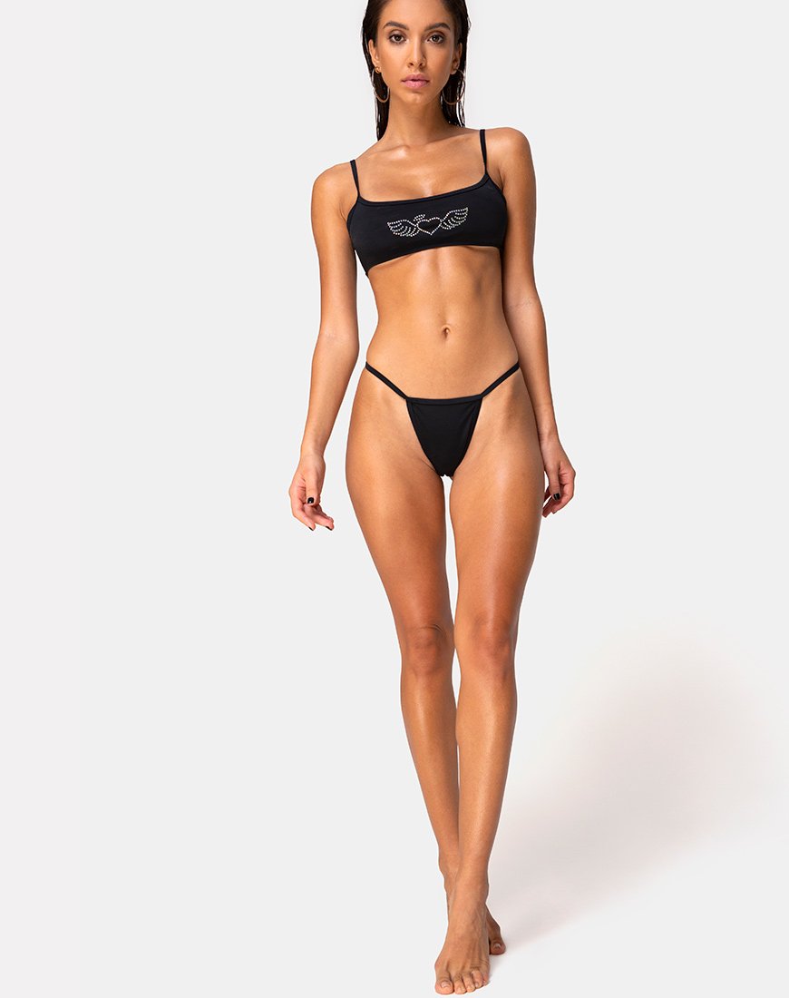 Imagen de Braguita de bikini Valter en negro mate con diamantes
