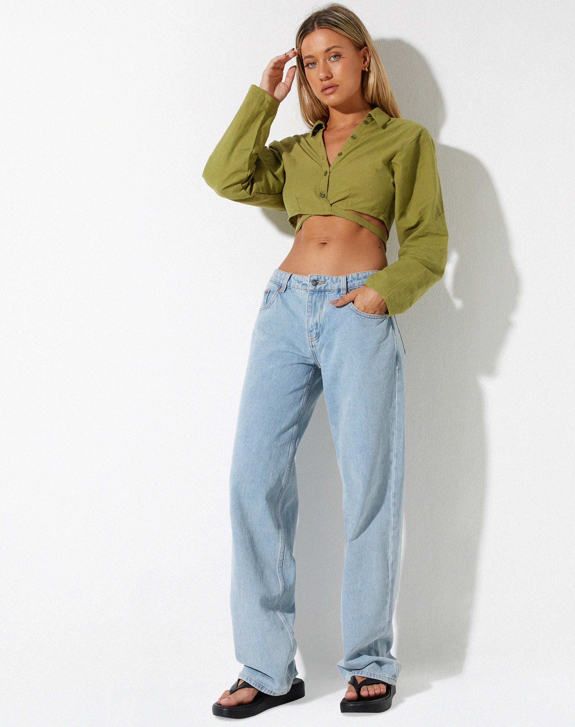 imagen de Elyse Crop Top en Lino Rami Verde