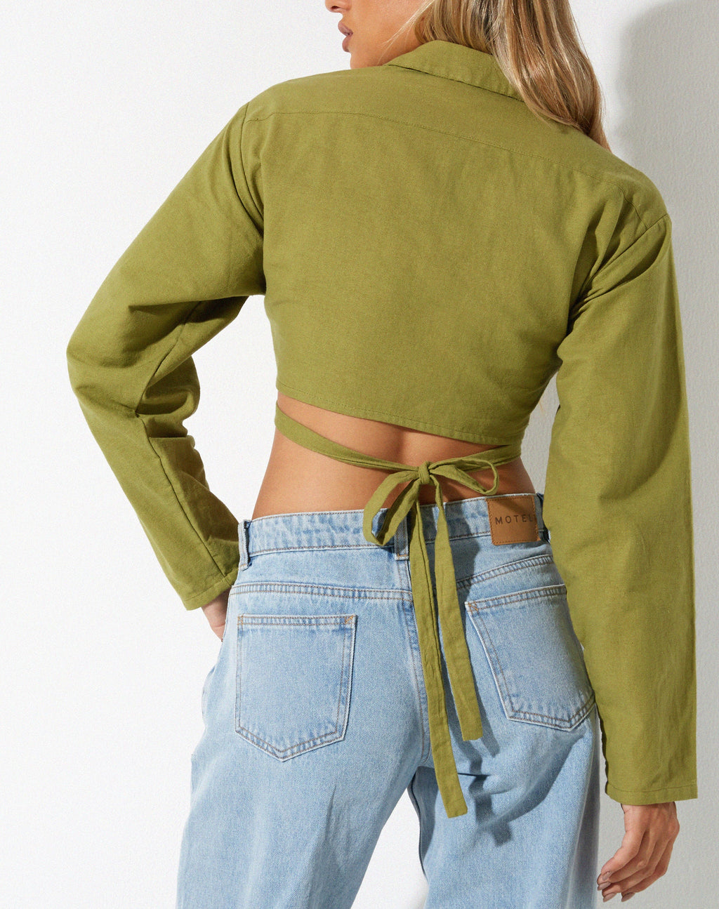 Top Elyse en Lino Verde Rami