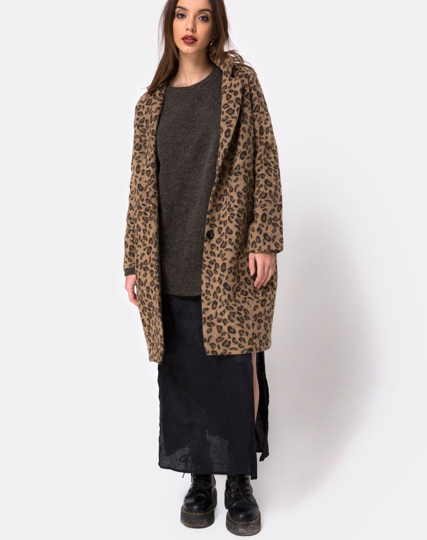 Imagen de Ernest Boyfriend Coat Leopard Print Grey